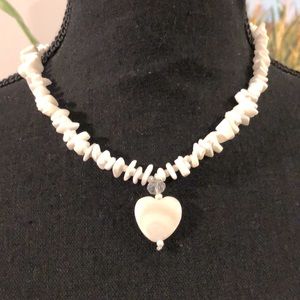 HANDCRAFTED HEART PENDANT PUKA SHELL NECKLACE, EARRINGS AND SENTIMENT CARD